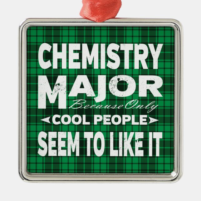 Chemistry College Major Student Green Plaid Metal Tree Decoration (Front)