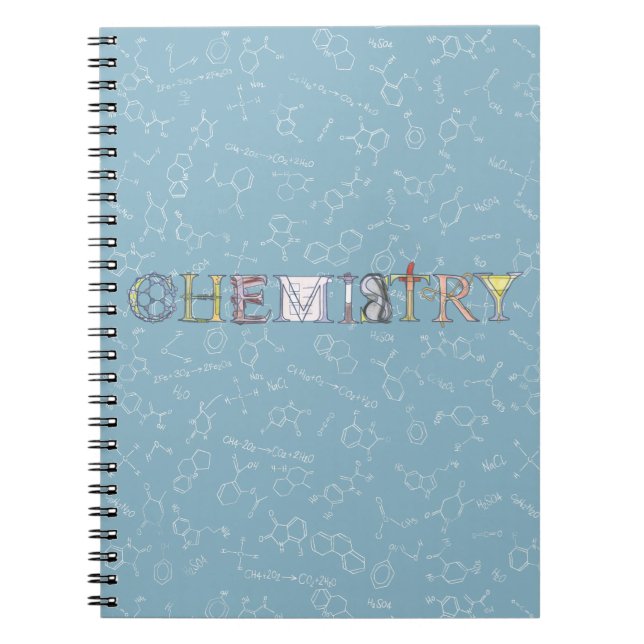 Chemistry diagram and typography blue  notebook (Front)