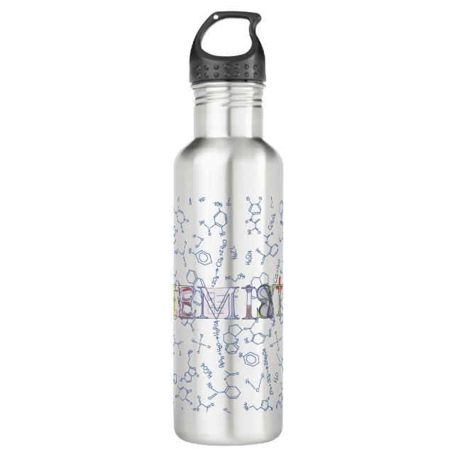 Chemistry diagram pattern and typography 710 ml wa 710 ml water bottle (Front)