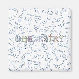 Chemistry diagram pattern and typography magnet