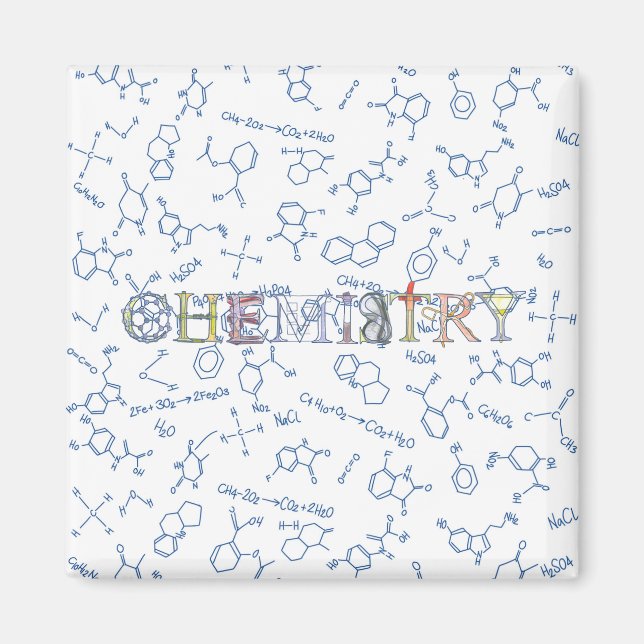 Chemistry diagram pattern and typography magnet (Front)