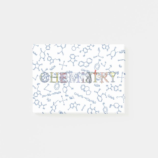 Chemistry diagram pattern and typography n post-it notes (Front)