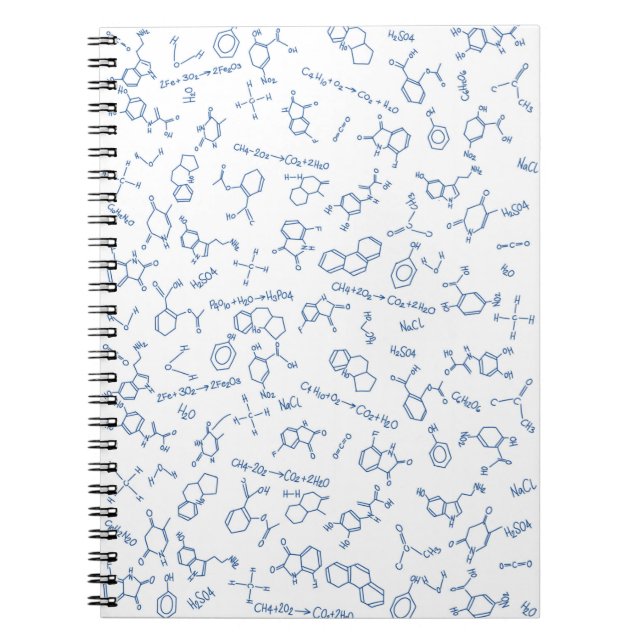 Chemistry diagram pattern and typography notebook (Front)