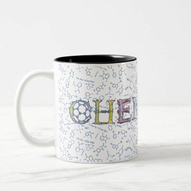 Chemistry diagram pattern and typography Two-Tone  Two-Tone Coffee Mug (Left)