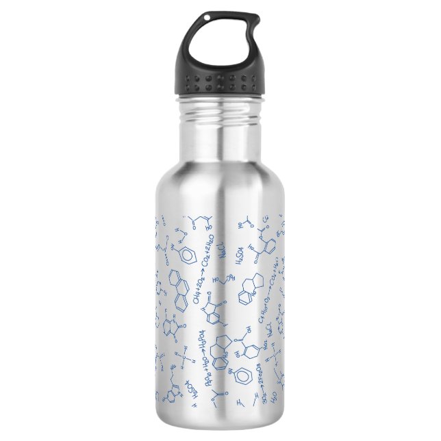 Chemistry diagram pattern blue 710 ml water bottle (Front)