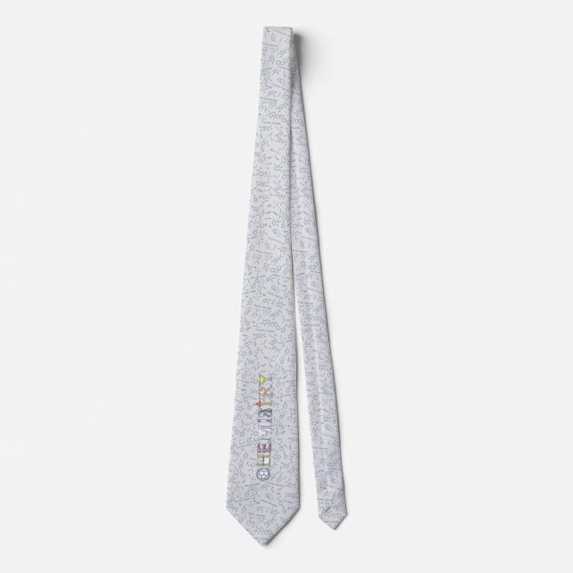 Chemistry diagram pattern typography blue grey tie (Front)
