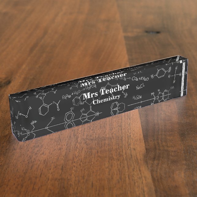Chemistry diagram pattern white on black nameplate (Side)