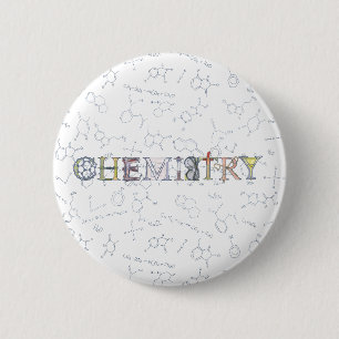 Chemistry diagrams and typography design 6 cm round badge