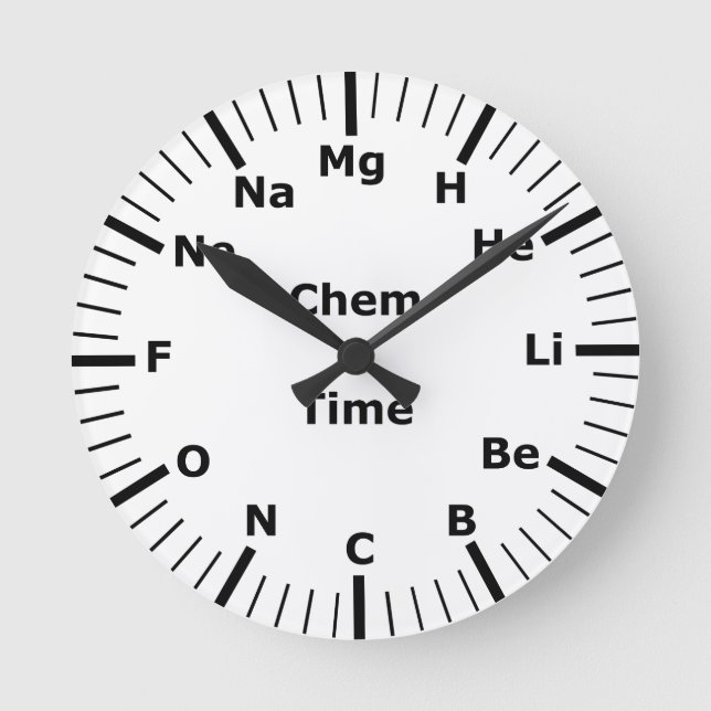 Chemistry Elements of Periodic Table Round Clock (Front)