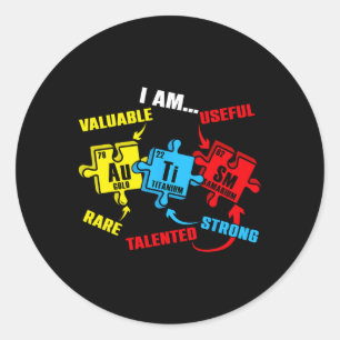 Chemistry Elements Periodic Table Puzzle Autism Aw Classic Round Sticker