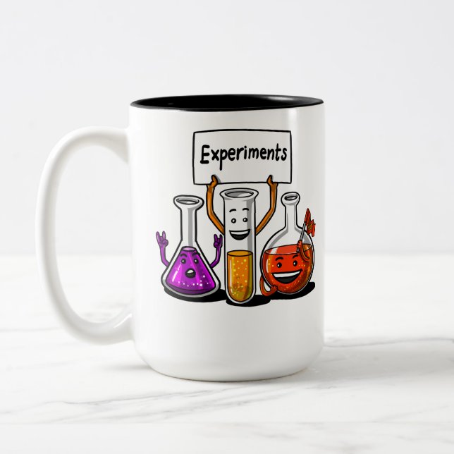 Chemistry Experiments Funny Science Joke Two-Tone Coffee Mug (Left)