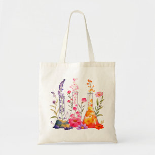 Chemistry Floral Beakers  Laboratory equipment Tote Bag