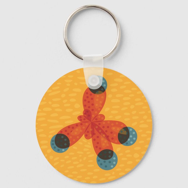 Chemistry Geek Orange Methane Molecule Key Ring (Front)