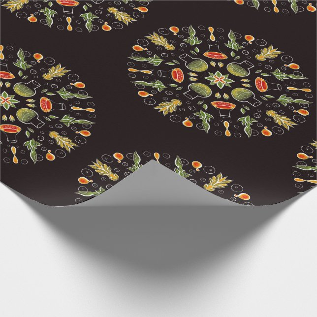 Chemistry Lab Botanical Pattern For Chemist Wrapping Paper (Corner)