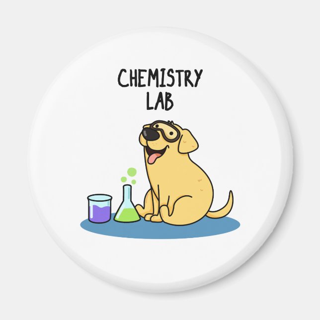 Chemistry Lab Funny Labrador Dog Pun  Magnet (Front)