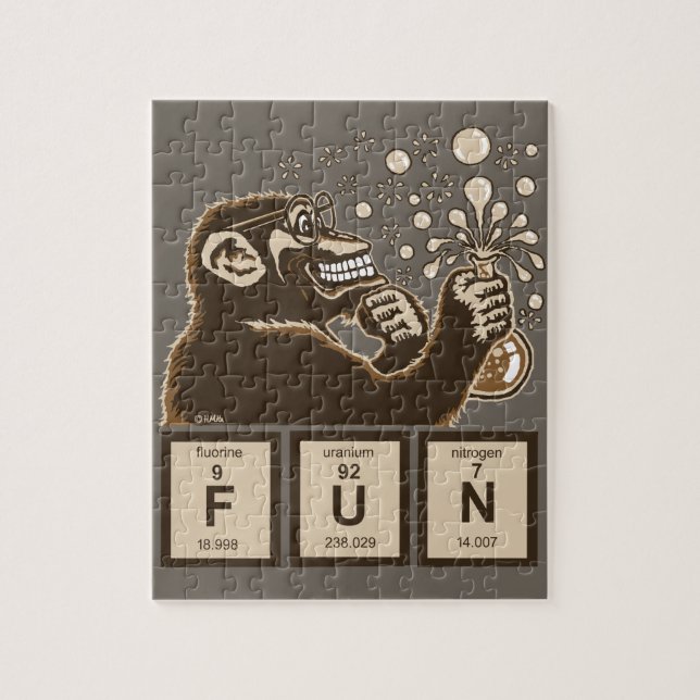 Chemistry monkey discovered fun jigsaw puzzle (Vertical)