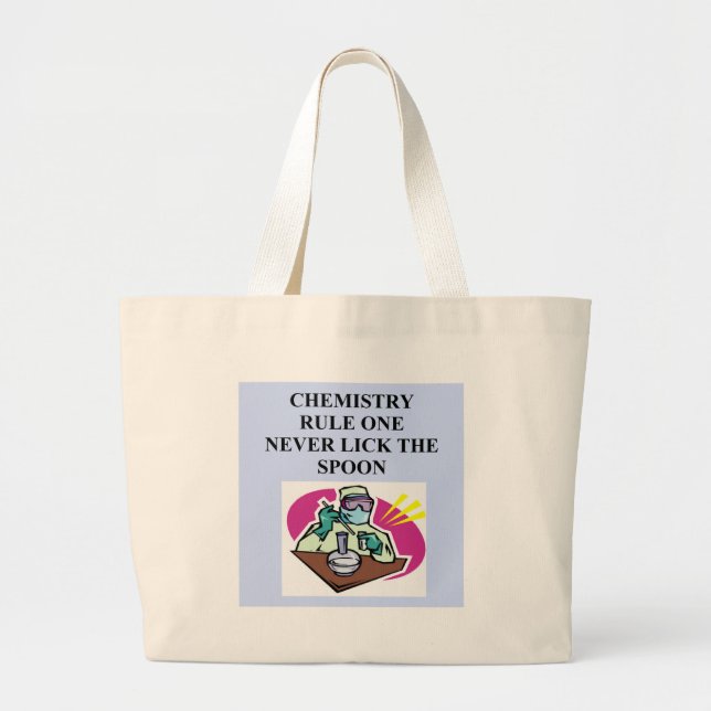 chemistry: never lick the spoon large tote bag (Front)