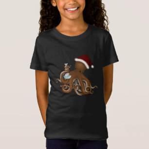 Chemistry Octopus in Santa Hat Steampunk Christmas T-Shirt