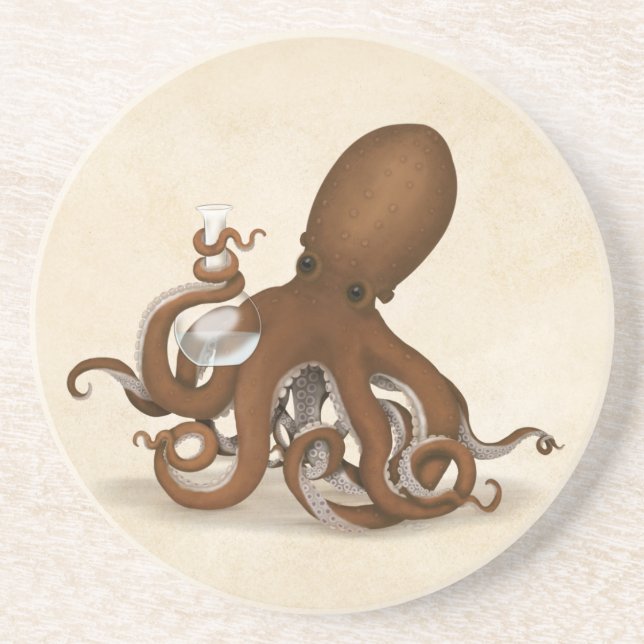 Chemistry Octopus With Flask Steampunk Science Coaster (Front)