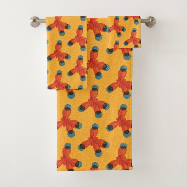 Chemistry Pattern Geek Orange Methane Molecules Bath Towel Set (Insitu)