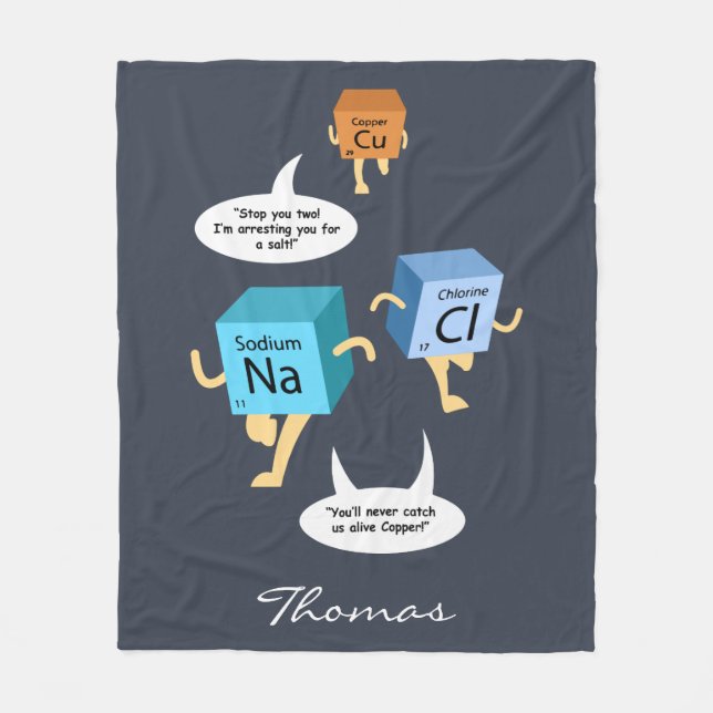 Chemistry Periodic Table Elements Funny Fleece Blanket (Front)