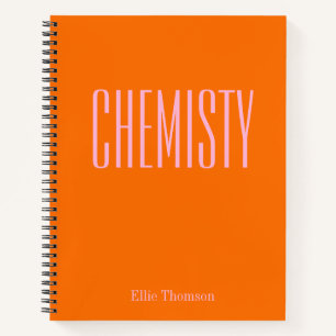 Chemistry Personalised School Graph Paper Orange Notebook