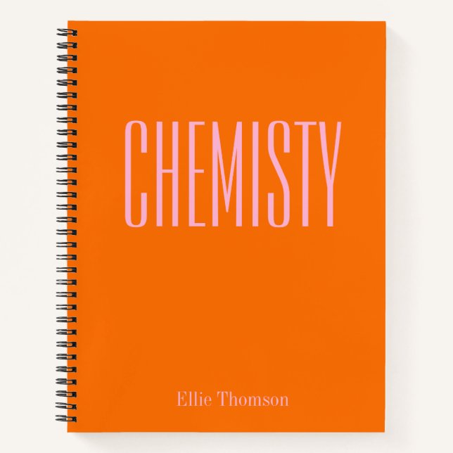 Chemistry | Personalised School Graph Paper Orange Notebook (Front)