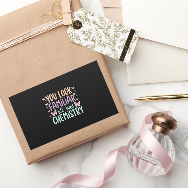 Chemistry Pick Up Line | Butterfly Science Pun  Rectangular Sticker (Gifting)