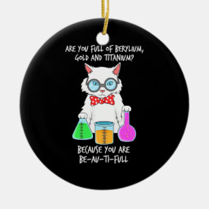 Chemistry Pun Student Loves Cat Ceramic Tree Decoration