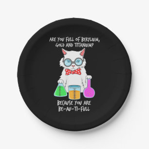 Chemistry Pun Student Loves Cat Paper Plate