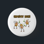Chemistry Rocks 3 Cm Round Badge<br><div class="desc">Chemistry Rocks text with three dancing rocks is a funny chemistry gift design for chemists,  chemical engineers,  school teachers,  tutors,  students</div>