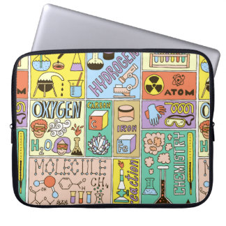 Chemistry Science Banners set. Colour Hand Drawn v Laptop Sleeve