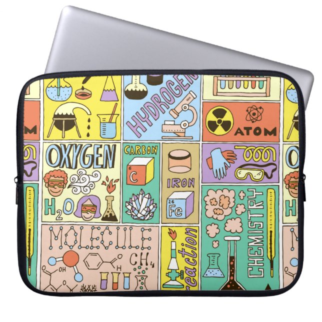 Chemistry Science Banners set. Colour Hand Drawn v Laptop Sleeve (Front)