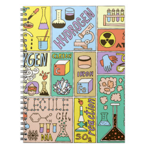 Chemistry Science Banners set. Colour Hand Drawn v Notebook