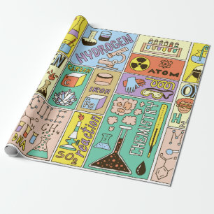 Chemistry Science Banners set. Colour Hand Drawn v Wrapping Paper