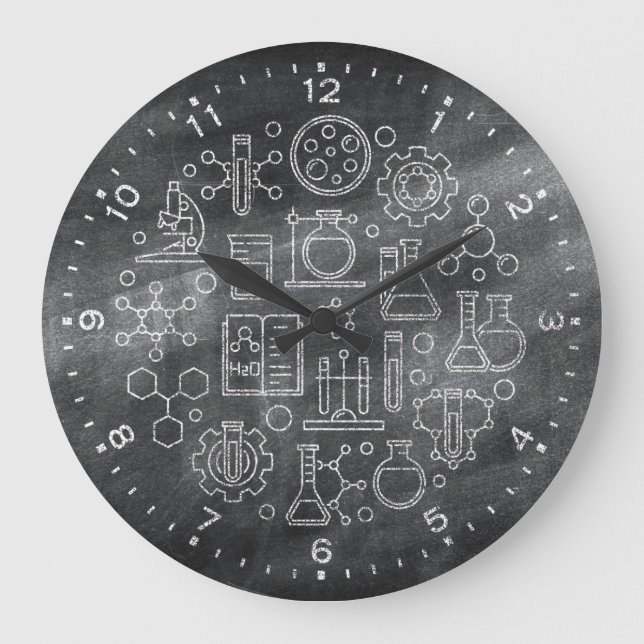 Chemistry Science Chalkboard Clock (Front)