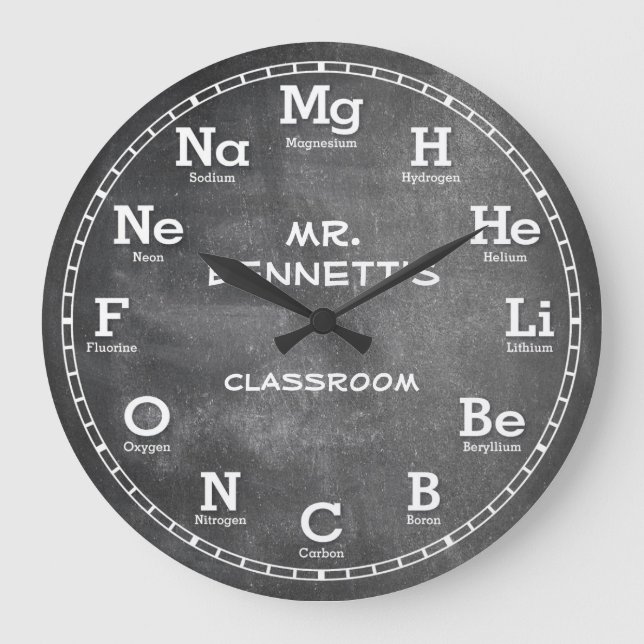 Chemistry Science Chalkboard Personalizable Clock (Front)