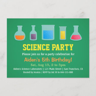 Chemistry Science Kids Birthday Party Invitations