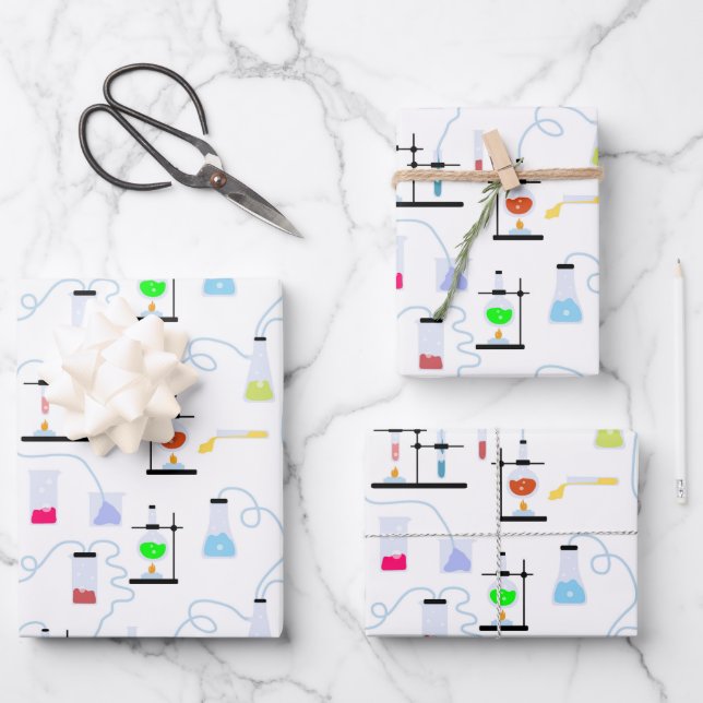 Chemistry Science Test Tubes Lab School Subject  Wrapping Paper Sheet (Front)