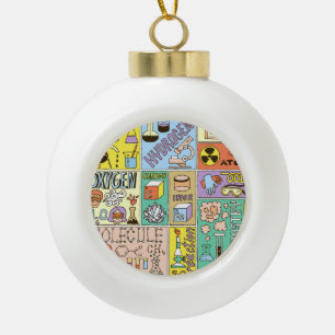 Chemistry Science Vintage Illustration Set Ceramic Ball Christmas Ornament