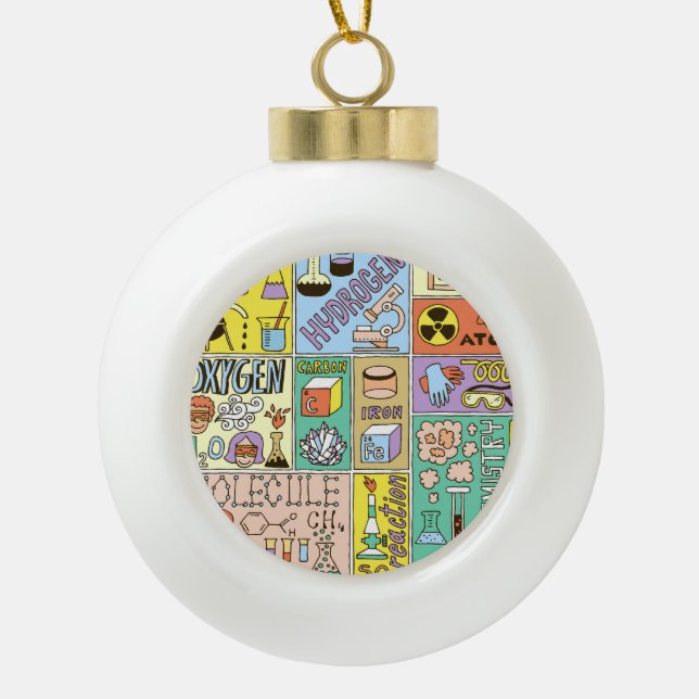 Chemistry Science Vintage Illustration Set Ceramic Ball Christmas Ornament (Front)