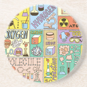Chemistry Science Vintage Illustration Set Coaster