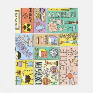 Chemistry Science Vintage Illustration Set Fleece Blanket