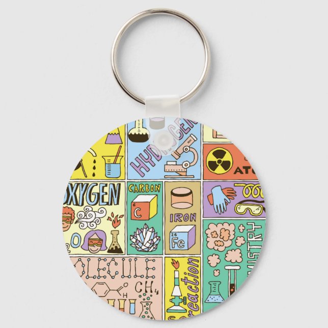 Chemistry Science Vintage Illustration Set Key Ring (Front)