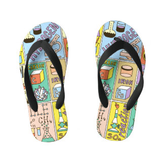 Chemistry Science Vintage Illustration Set Kid's Flip Flops