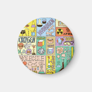 Chemistry Science Vintage Illustration Set Magnet