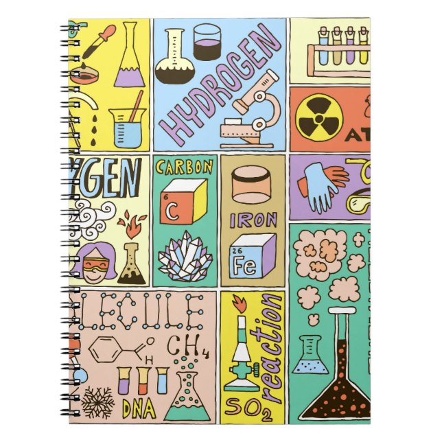 Chemistry Science Vintage Illustration Set Notebook (Front)