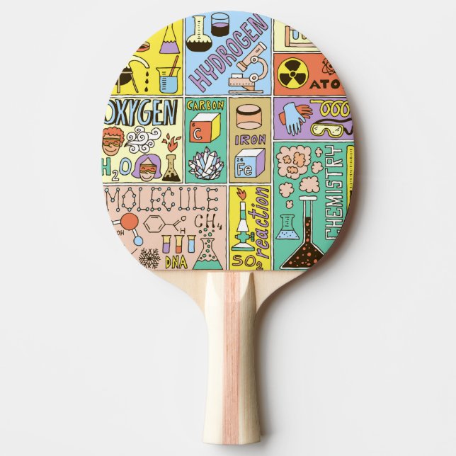 Chemistry Science Vintage Illustration Set Ping Pong Paddle (Front)