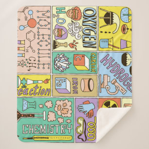 Chemistry Science Vintage Illustration Set Sherpa Blanket