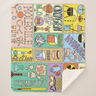 Chemistry Science Vintage Illustration Set Sherpa Blanket